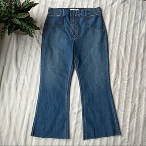 Reformation Cher Zipper High Rise Cropped Jeans in Baltic Wash